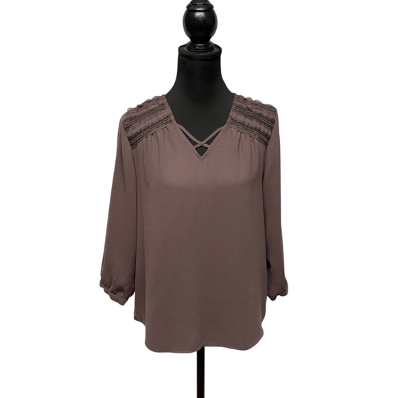 Maurices Tops - Maurices Purple Relaxed Embellished 3/4 Sleeve Blouse. Business casual Solid